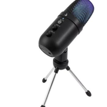 Microfone Gamer Rise Mode de Mesa Elite 01, Conector P3 3,5 mm, USB-C, e c/ Iluminacao RGB, Preto - RM-ME-01-B