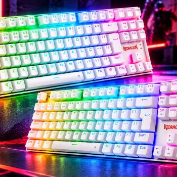 Teclado Mecanico Gamer Redragon Kumara Pro, RGB, Wireless e Bluetooth, Switch Brow, Branco