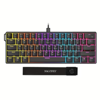 Teclado Mecânico com Fio Ajazz NK61 60% RGB Multicolorido Hot-Swap 61 Teclas para Jogos com Switches Rad para Gamers