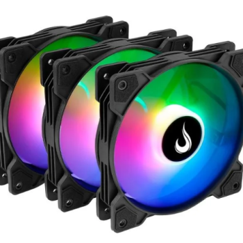 Kit Fan Rise Mode X - 3x120mm, ARGB, 1200rpm - Preto - RM-XLD-01-ARGB