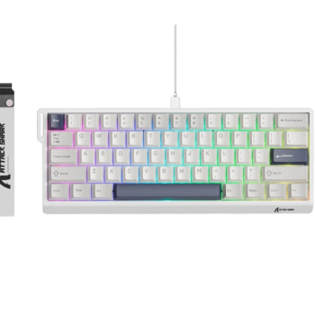 TECLADO MAGNETICO GAMER ATTACK SHARK X60 HE 60 RAPID TRIGGER 8000HZ 001MS STARLIGHT WHITE BRANCO ASX60HESL