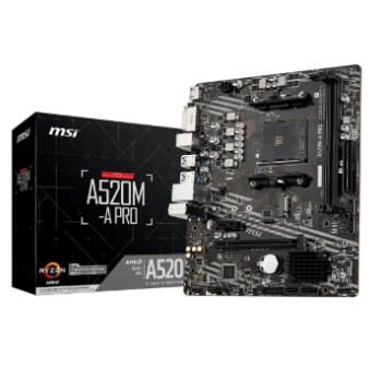 Placa Mae MSI A520M-A PRO (AM4/2xDDR4/HDMI/DVI-D/M.2/USB 3.2)