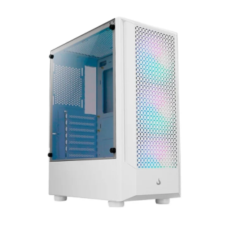 Gabinete Gamer Rise Mode Wave Black, Mid Tower, Lateral em Vidro Fumê, ARGB, ATX, 3 Cooler Fan ARGB, Branco