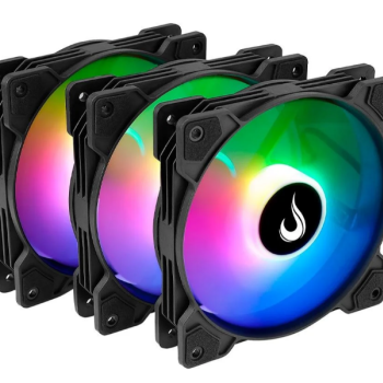 Kit com 3 Ventoinhas Rise Mode X, 1200mm, Led  ARGB, Preto - RM-XLD-01-ARGB Kit com 3 Ventoinhas Rise Mode X, 120mm,