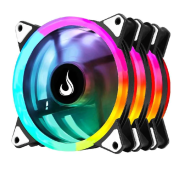 Kit Cooler Gabinete Rise Mode Energy - 3x Fan 120mm, ARGB, 1650rpm