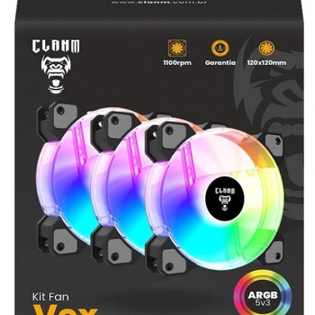 KIT C/ 3 FANS VEX - ARGB - 3PIN - CLANM