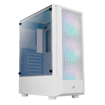 Gabinete Gamer Rise Mode Wave Mid Tower, USB 2.0+3.0, Lateral Vidro, C/ 3x Fans ARGB, Branco - RM-WA-BW-ARGB
