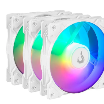 Kit Fan Rise Mode X - 3x120mm, ARGB, 1200rpm - Branco - RM-XLD-02-ARGB