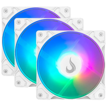 Kit 3 Fans Gamer Rise Mode X led Rainbow - White - RM-XLD-02-RBW
