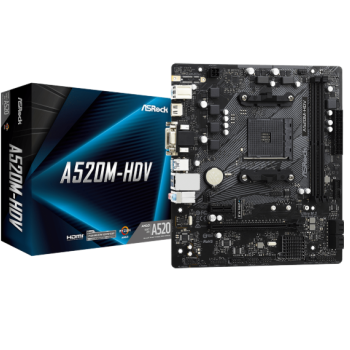 Placa Mãe ASRock A520M-HDV, A520, AMD AM4, mATX, DDR4