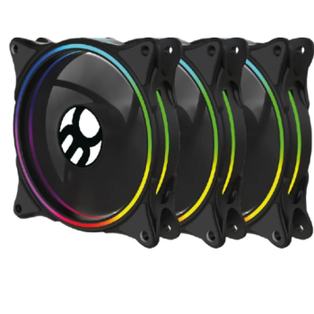 KIT 3 FANS PRETO CONTROLAVEL K06ARGB LED ARGB 120MM BLUECASE - BOX / CONECTOR 5V PLACA-MAE / SATA