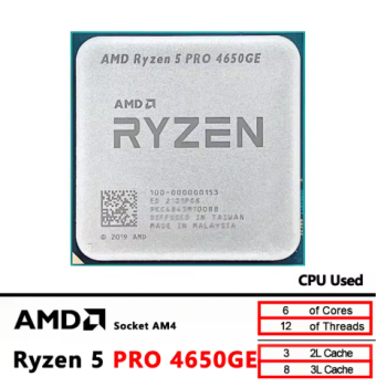 AMD Ryzen 5  4650GE 3,3 GHz Usado CPU de seis núcleos e doze threads
