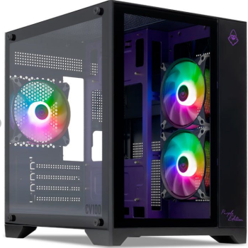 Gabinete Gamer Mancer CV100 Purple Edition, Mid-Tower, Lateral De Vidro, Com 3 Fans, Preto, MCR-CV10