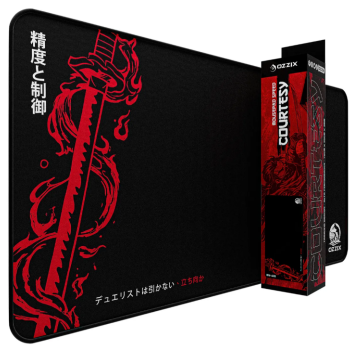 Mousepad Gamer Ozzix Grande Otaku Pro Player Clean Presente Preto Courtesy 70x35 Katana Samurai Japonês
