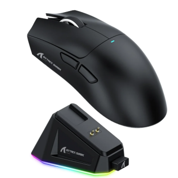 Mouse Gamer sem Fio Attack Shark X11 com Base de Carregamento Magnético RGB, Tri-Mode, 22.000 DPI, Sensor Óptico PAW3311, 5 Botões - Preto