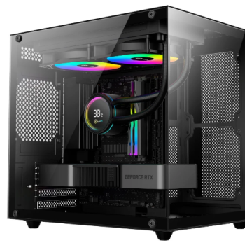 GABINETE GAMER KALKAN MIDGARD LITE MATX FRONTAL E LATERAL EM VIDRO TEMPERADO SEM FANS PRETO KLK00090