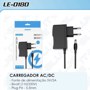 CARREGADOR FONTE P4 TV BOX 5V 2A IT BLUE LE-0180