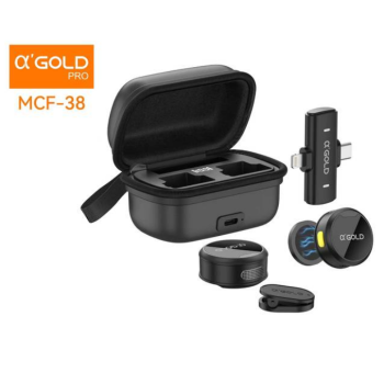 MICROFONE LAPELA SEM FIO USB TIPO C + LIGHTINING IPHONE KIT 2 COM CASE AGOLD MCF-38