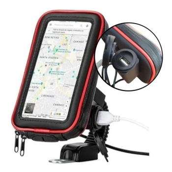 SUPORTE CELULAR BIKE MOTO COM ZIPER 6.3 6.7 BMAX BMG-19