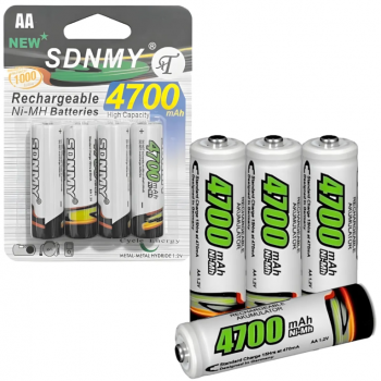 PILHA AA KIT 4 RECARREGAVEL 4700 MAH SDNMY