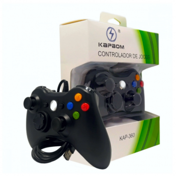 CONTROLE GAMER COM FIO XBOX 360 CONSOLE KAPBOM KAP-360