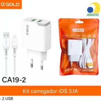 CARREGADOR IPHONE 5 ATE 14 2USB 3.1A SAQ AGOLD CA19-2