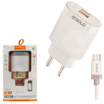 CARREGADOR V8 1USB 6.1A 30W AGOLD CA39-1