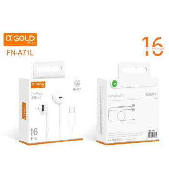 FONE DE OUVIDO COM FIO IN EAR TIPO C USB C AGOLD FN A71L