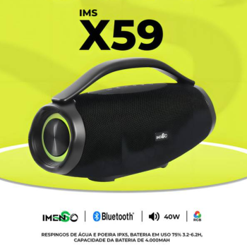 CAIXA DE SOM BLUETOOTH 40W LED COM 2 MICROFONES SEM FIO IMENSO IMS X59