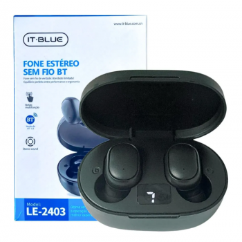 FONE DE OUVIDO IN EAR SEM FIO BLUETOOTH TWS BT 5.3 CARREGA USB C IT BLUE LE-2403