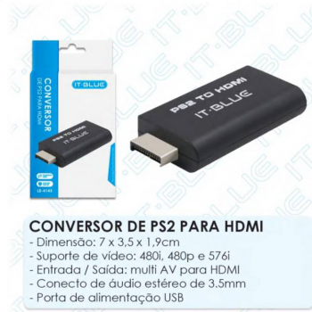 ADAPTADOR CONVERSOR PS2 X HDMI IT BLUE LE-4145