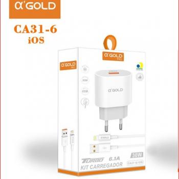 CARREGADOR IPHONE 5 ATE 14 USB A 30W AGOLD CA31-6 IOS