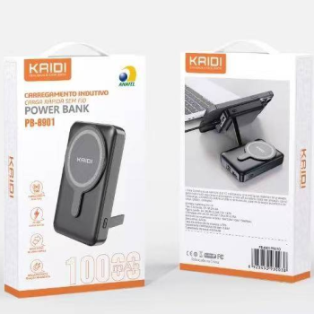 POWER BANK PORTATIL 10000 MAH MAGSAFE INDUÇÃO 15W 20W KAIDI PB-8901