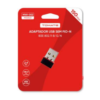 ADAPTADOR WIRELESS WIFI USB SEM ANTENA 150 MBS 2.4 GHZ TOMATE MWI-002