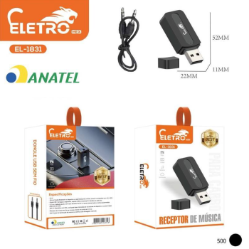 ADAPTADOR BLUETOOTH X P2 AUX PLAYER ELETROMEX EL-1831