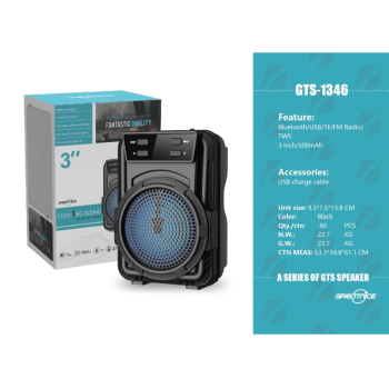 CAIXA DE SOM BLUETOOTH 3 POL GTS 1346