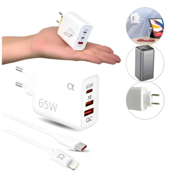 CARREGADOR IPHONE 5 ATE 14 5V 9V 12V PD GaN USB A USB C 65W AGOLD CA46-6