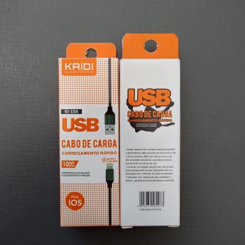 CABO DADOS IPHONE 5 ATE 14 1M 2.4A REFORC REVEST KAIDI KD-335A