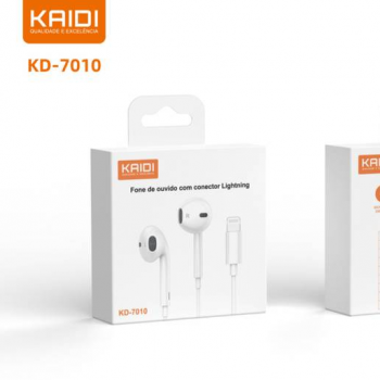 FONE DE OUVIDO COM FIO IN EAR IPHONE LIGHTNING KAIDI KD 7010