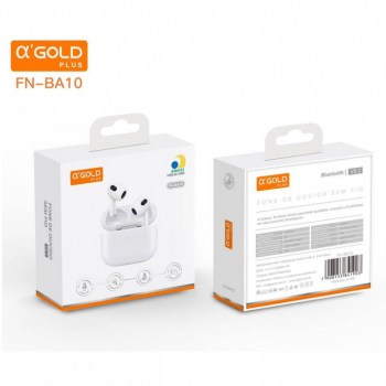 FONE DE OUVIDO IN EAR SEM FIO BLUETOOTH TWS BT 5.4 CARREGA LIGHTINING AGOLD FN-BA10