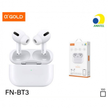 FONE DE OUVIDO IN EAR SEM FIO BLUETOOTH TWS BT 5.4 CARREGA LIGHTINING AGOLD FN-BT3