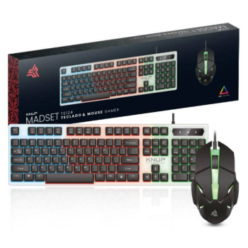 KIT TECLADO MOUSE USB COM FIO GAMER RGB KNUP KP-TE124