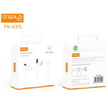 FONE DE OUVIDO COM FIO IN EAR IPHONE LIGHTNING AGOLD FN A39L