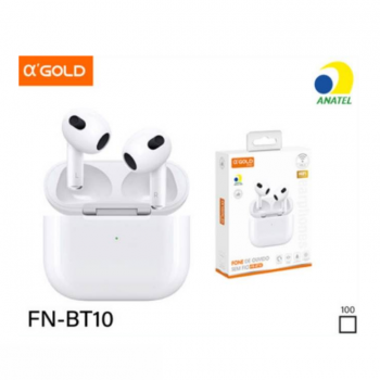 FONE DE OUVIDO IN EAR SEM FIO BLUETOOTH TWS BT 5.4 CARREGA LIGHTINING AGOLD FN-BT10