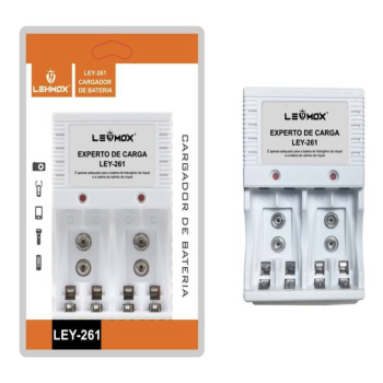 CARREGADOR DE PILHAS AA AAA BAT 9V LEHMOX LEY-261