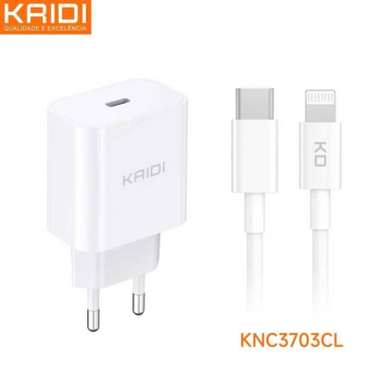 CARREGADOR IPHONE 5 ATE 14 5V 9V 12V PD USB C 20W KAIDI KNC3703CL