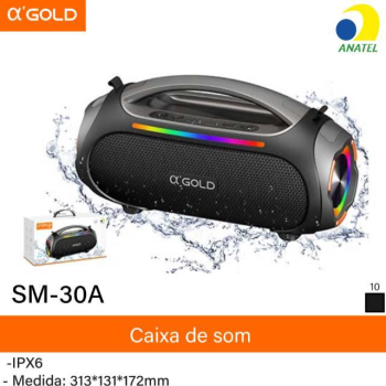 CAIXA DE SOM BLUETOOTH 60W LED AGOLD SM 30A