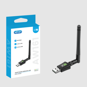 ADAPTADOR WIRELESS WIFI 600MB USB COM ANTENA DUAL 2.4 5.0 GHZ KNUP KP-AW161