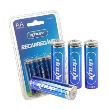 PILHA AAA KIT 4 RECARREGAVEL KNUP KP4800AAA