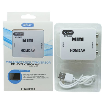ADAPTADOR CONVERSOR MINI HDMI X AV RCA KNUP KP 3455